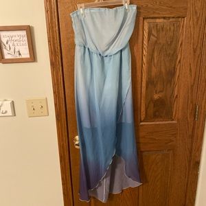 Blue faded high low dress!!